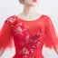 Chic / Beautiful Red Evening Dresses  2017 A-Line / Princess Appliques Lace Flower Crossed Straps Beading Scoop Neck Backless 1/2 Sleeves Floor-Length / Long Evening Party