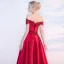 Chic / Beautiful Red Evening Dresses  2017 A-Line / Princess Appliques Lace Flower Beading Backless Off-The-Shoulder Crossed Straps Sleeveless Floor-Length / Long Evening Party