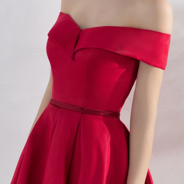Chic / Beautiful Red Homecoming Graduation Dresses 2017 A-Line / Princess Pleated Off-The-Shoulder Sleeveless Crossed Straps Tea-length