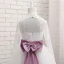 Chic / Belle Blanche Robe Ceremonie Fille 2017 Princesse Dentelle Volants Gland Dos Nu Encolure Dégagée Noeud Manches Longues Longue Mariage