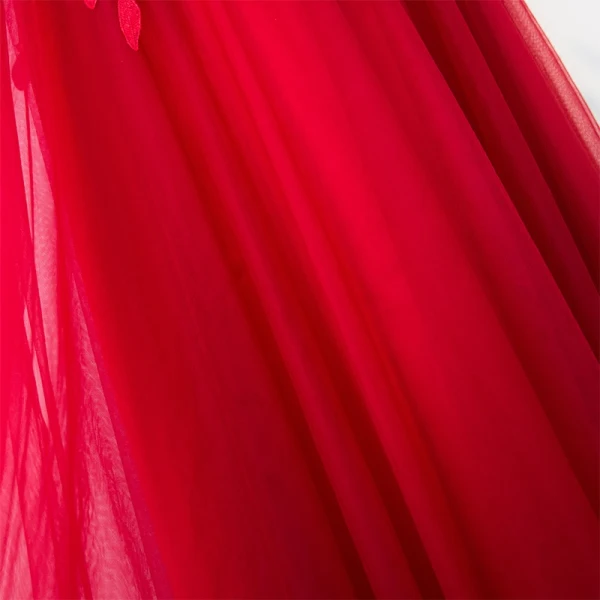 Chic / Beautiful Red Evening Dresses 2017 A-Line / Princess Lace Flower Scoop Neck Zipper Up 3/4 Sleeve Ankle Length Evening Party