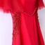 Chic / Beautiful Red Evening Dresses  2017 Trumpet / Mermaid Flower Lace Sequins Beading Scoop Neck Zipper Up Short Sleeve Ankle Length Evening Party