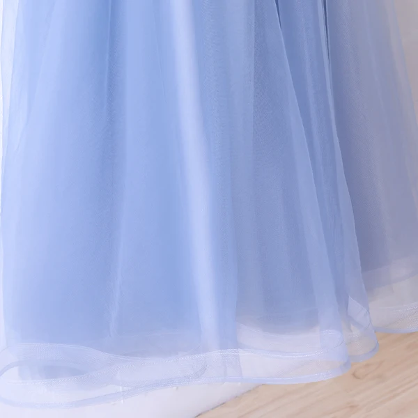 Chic / Beautiful Ocean Blue Evening Dresses 2017 A-Line / Princess Beading Pearl Lace Flower Scoop Neck Backless Short Sleeve Ankle Length Evening Party