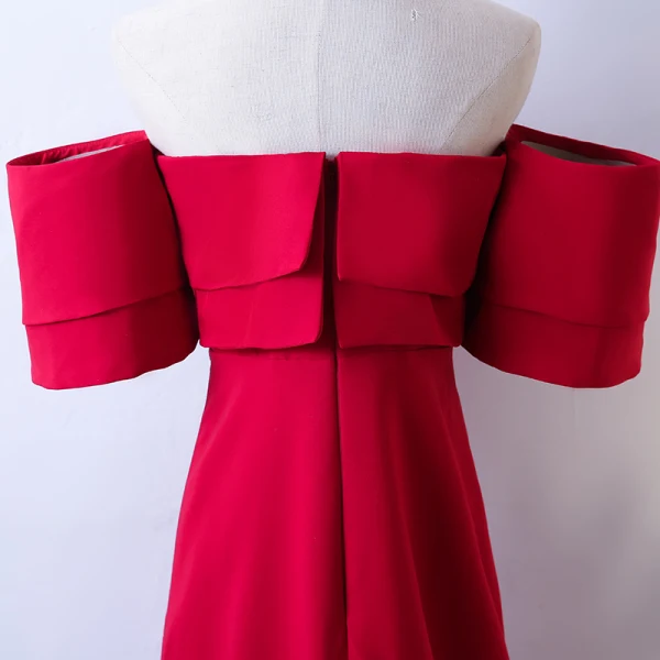 Chic / Beautiful Red Evening Dresses  2017 A-Line / Princess Strapless Backless Short Sleeve Floor-Length / Long Evening Party