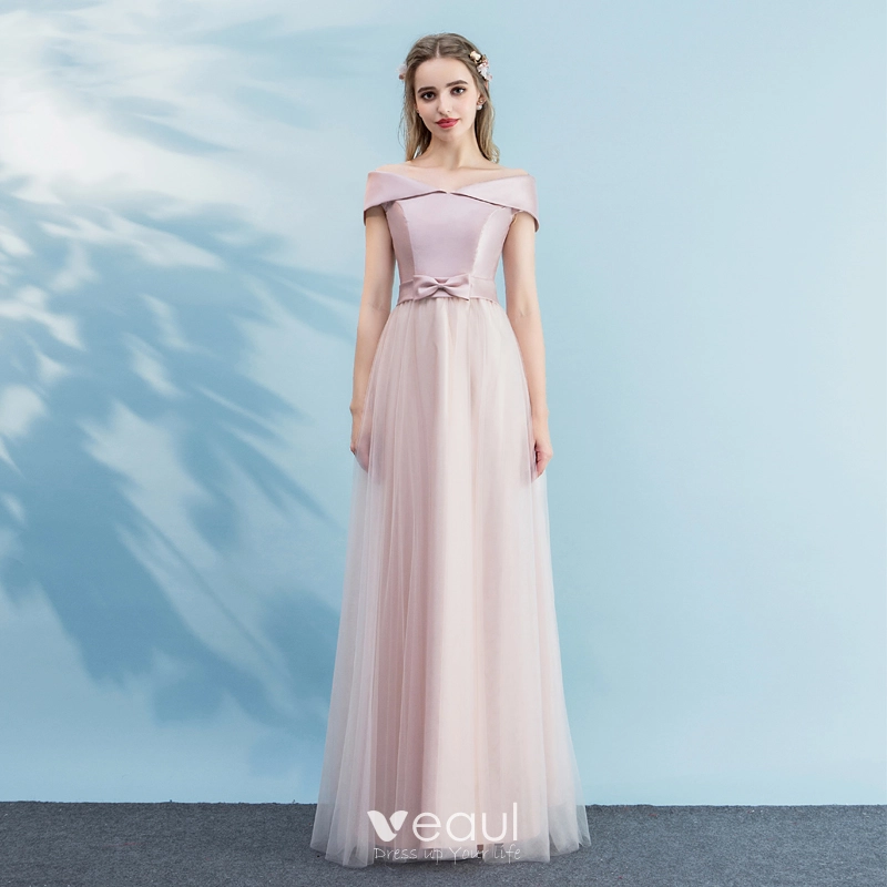 Chic / Beautiful Blushing Pink Bridesmaid Dresses 2018 A-Line ...