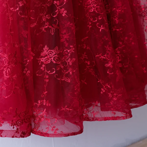 Chic / Beautiful Red Evening Dresses 2017 A-Line / Princess Lace Flower Spaghetti Straps Strapless Backless 1/2 Sleeves Ankle Length Evening Party