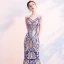 Charmant Bleu Roi Champagne Robe De Soirée 2018 Trompette / Sirène Paillettes V-Cou Dos Nu Sans Manches Longue Robe De Ceremonie