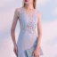 Chic / Beautiful Grey Evening Dresses  2018 Trumpet / Mermaid Beading Lace Flower Scoop Neck Sleeveless Sweep Train Formal Dresses