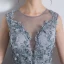 Chic / Beautiful Silver Formal Dresses 2017 A-Line / Princess Lace Flower Bow Scoop Neck Backless Sleeveless Floor-Length / Long Evening Dresses