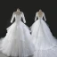 Chic / Belle Robe De Mariée 2017 Robe Boule En Dentelle Fleur Paillettes V-Cou Dos Nu 3/4 Manches Royal Train