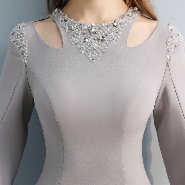 Amazing / Unique Party Dresses 2017 Sheath / Fit Beading Rhinestone Scoop Neck Long Sleeve Short Formal Dresses