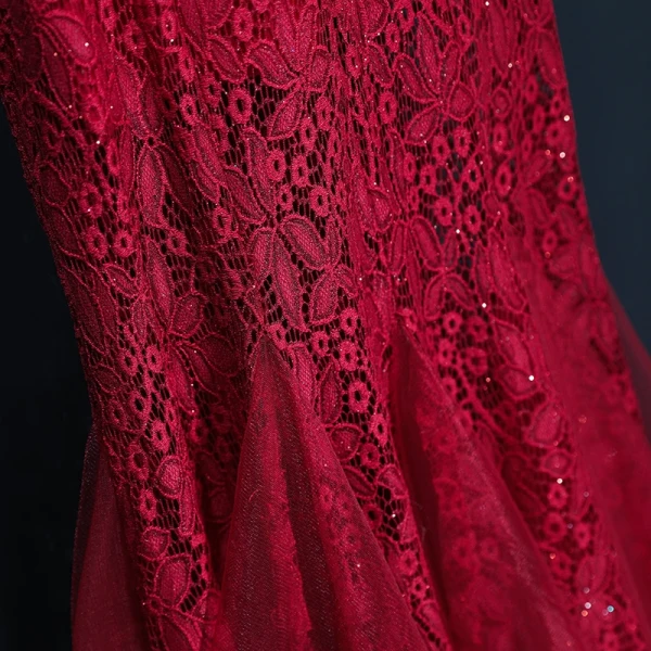 Schöne Rot Abendkleider 2017 Mermaid Mit Spitze Pailletten Perlenstickerei Rundhalsausschnitt Rückenfreies Ärmellos Lange Festliche Kleider