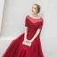 Charming Burgundy Evening Dresses  2018 A-Line / Princess Scoop Neck Beading Crystal Lace Flower Short Sleeve Sequins Backless Floor-Length / Long Formal Dresses
