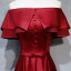 Modest / Simple Burgundy Evening Dresses  2018 A-Line / Princess Buttons Bow Off-The-Shoulder Backless Short Sleeve Floor-Length / Long Formal Dresses