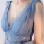 Chic / Beautiful Sky Blue Evening Dresses  2017 A-Line / Princess Bow V-Neck Backless Sleeveless Floor-Length / Long Formal Dresses