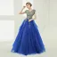 Luxury / Gorgeous Prom Dresses 2017 Ball Gown Lace Flower Pearl Sequins Scoop Neck Floor-Length / Long Sleeveless Formal Dresses