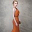 Élégant Orange Robe De Soirée 2017 Trompette / Sirène Fleurs Artificielles Faux Diamant Cristal Titulaire Dos Nu Sans Manches Tribunal Train Robe De Ceremonie