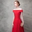 Chic / Beautiful Red Evening Dresses  2017 A-Line / Princess Off-The-Shoulder Backless Sleeveless Floor-Length / Long Formal Dresses