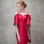 Chic / Belle Bordeaux Robe De Soirée 2017 Trompette / Sirène Perlage Paillettes Fleurs Artificielles épaules Bustier Dos Nu Manches Courtes Train De Balayage Robe De Ceremonie