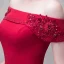 Snygga / Fina Burgundy Aftonklänningar 2017 Trumpet / Sjöjungfru Konstgjorda Blommor Kristall Rhinestone Paljetter Av Axeln Halterneck Korta ärm Ankellång Formella Klänningar