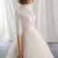 Schöne Ballkleid Brautkleider / Hochzeitskleider 2017 Spitze Blumen Stehkragen Rückenfreies 1/2 Ärmel Lange Hochzeit