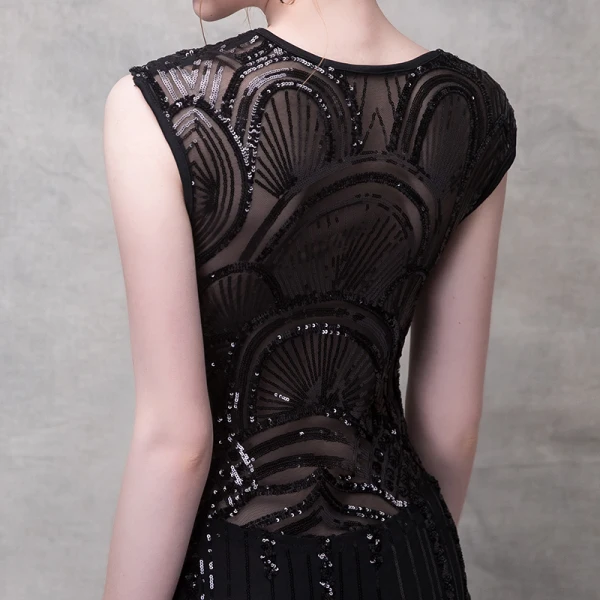 Sexy Noir Robe De Soirée 2017 Trompette / Sirène En Dentelle Fleur Cristal Paillettes Percé V-Cou Dos Nu Sans Manches Longueur Cheville Robe De Ceremonie