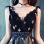 Modern / Fashion Black Party Dresses 2018 A-Line / Princess Star Sequins Lace Flower Spaghetti Straps Sleeveless Backless Knee-Length Formal Dresses