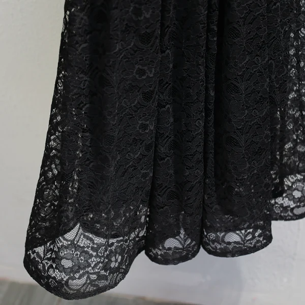 Chic / Belle Noire Robe De Soirée 2017 Princesse Dentelle V-Cou Dos Nu 1/2 Manches Longueur Cheville Robe De Ceremonie