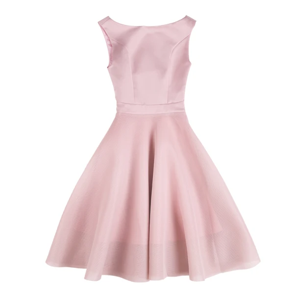 Modern / Fashion Blushing Pink Homecoming Graduation Dresses 2018 A-Line / Princess Backless Bow Scoop Neck Sleeveless Short Formal Dresses