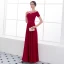 Chic / Belle Bordeaux Robe De Soirée 2018 Princesse Volants Cristal Encolure Dégagée Manches Courtes Longue Robe De Ceremonie
