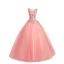 Abordable Rose Bonbon Robe De Bal 2018 Robe Boule En Dentelle Fleur Faux Diamant Encolure Dégagée Sans Manches Dos Nu Longue Robe De Ceremonie