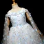 Elegant Sky Blue Flower Girl Dresses 2017 Ball Gown Lace Appliques Strapless Sleeveless Court Train Wedding Party Dresses
