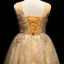 Chic / Beautiful Champagne Flower Girl Dresses 2017 A-Line / Princess Lace Appliques Pearl Sequins Scoop Neck Backless Sleeveless Ankle Length Wedding Party Dresses