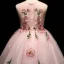 Chic / Beautiful Blushing Pink Flower Girl Dresses 2017 Ball Gown Lace Appliques Pearl Scoop Neck Sleeveless Short Wedding Party Dresses