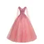 Abordable Rose Bonbon Robe De Bal 2018 Robe Boule En Dentelle Fleur Appliques Perle Faux Diamant V-Cou Dos Nu Manches Longues Longue Robe De Ceremonie