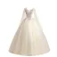 Abordable Champagne Robe De Bal 2018 Robe Boule En Dentelle Fleur Perle Faux Diamant V-Cou Dos Nu Sans Manches Longue Robe De Ceremonie