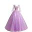 Affordable Lilac Prom Dresses 2018 Ball Gown Lace Flower Pearl Rhinestone V-Neck Backless 3/4 Sleeve Floor-Length / Long Formal Dresses