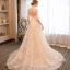 Élégant Champagne Robe De Mariée 2018 Princesse Appliques Encolure Dégagée 1/2 Manches Dos Nu Tribunal Train Mariage