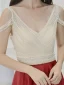 Modern / Fashion Burgundy Evening Dresses  2019 A-Line / Princess Beading Rhinestone V-Neck Backless Sleeveless Sweep Train Formal Dresses