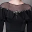Élégant Noir Robe De Soirée 2018 Trompette / Sirène Cristal Faux Diamant Ceinture Encolure Dégagée Manches Longues Train De Balayage Robe De Ceremonie