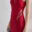 Chic / Belle Rouge Robe De Soirée 2017 Trompette / Sirène Perlage Encolure Dégagée Dos Nu Sans Manches Longue Robe De Ceremonie