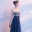 Scintillantes Bleu Marine Ciel étoilé Robe De Soirée 2017 Princesse Glitter Faux Diamant Bustier Dos Nu Sans Manches Longue Robe De Ceremonie