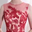 Chic / Belle Rouge Robe De Bal 2017 Princesse En Dentelle Ceinture Paillettes Encolure Dégagée Sans Manches Longue Robe De Ceremonie
