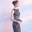 Scintillantes Robe De Ceremonie 2017 Trompette / Sirène Paillettes Métal Ceinture Encolure Dégagée Sans Manches Longue Robe De Soirée