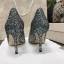 Glittrande Silver Afton Paljetter Pumps 2021 Läder 8 cm Stilettklackar Spetsiga Pumps Högklackade