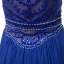 Modern / Fashion Royal Blue Chiffon See-through Evening Dresses  2018 A-Line / Princess Scoop Neck Sleeveless Pearl Rhinestone Beading Sweep Train Ruffle Formal Dresses