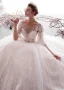 Elegant Champagne Wedding Dresses 2019 A-Line / Princess Short Sleeve Beading Lace Flower Scoop Neck Backless Floor-Length / Long