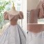 Elegant Blushing Pink Prom Dresses 2023 Ball Gown Square Neckline Short Sleeve Backless Floor-Length / Long Prom Formal Dresses