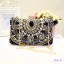 Luxe 2017 Noire Feuille Cristal Glitter Faux Diamant PU Plage Église Jardin / Extérieur Pochette