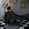 Amazing / Unique Black Prom Dresses 2017 Trumpet / Mermaid Lace Strapless Appliques Backless Beading Prom Formal Dresses